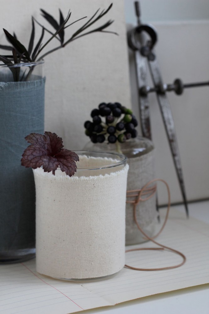 fabric wrapped vases Sania Pell Freelance Interior Stylist