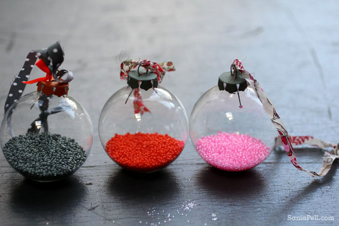 Homemade Christmas baubles by Sania Pell