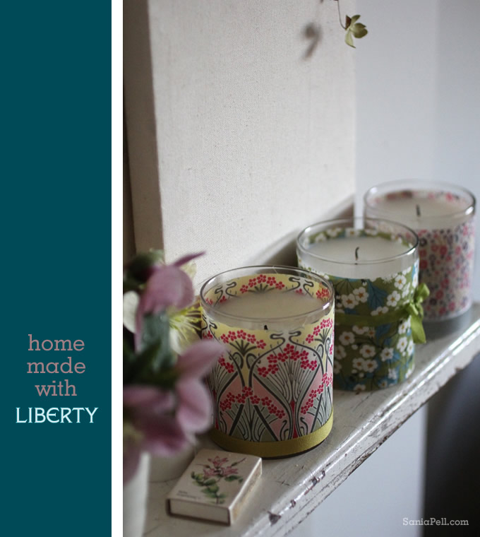 Homemade Liberty print candle by Sania Pell
