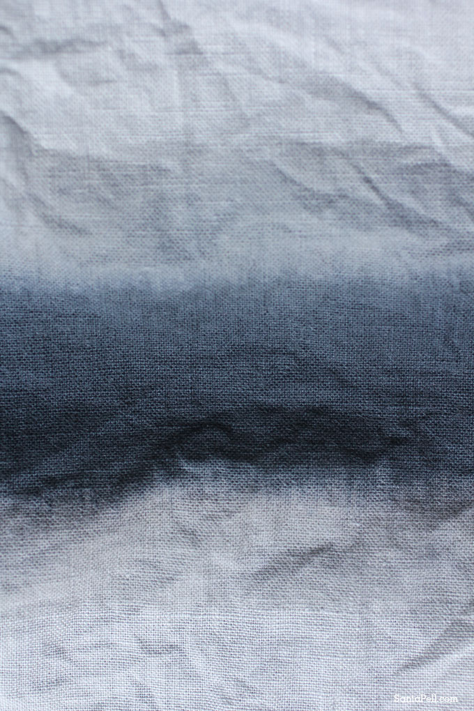 Indigo ombré dyed linen by Sania Pell