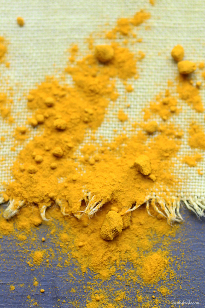 Homemade tumeric fabric dye by Sania Pell