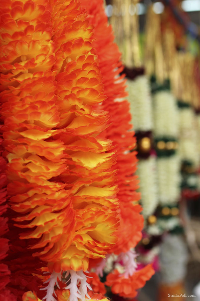 Flower garlands in Little India, Singapore by Sania Pell