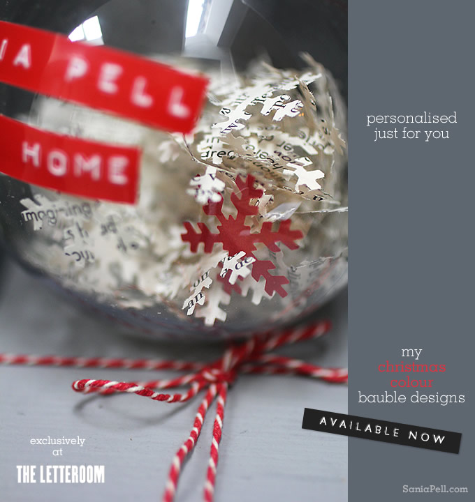 Personalised Christmas bauble design by Sania Pell available from The Letteroom